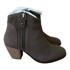 Diba Taupe Sequoia Suede Leather Western Block Heel Booties 6.5